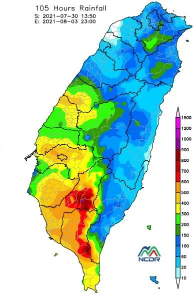 0731 豪雨 105 小時累積雨量圖