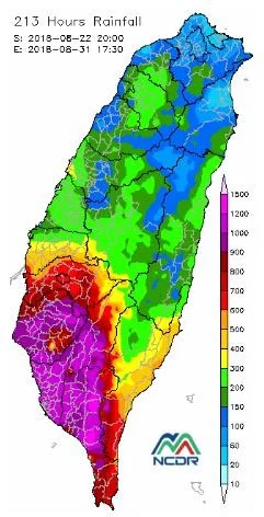 0823 熱帶低壓 213 小時累積雨量圖
