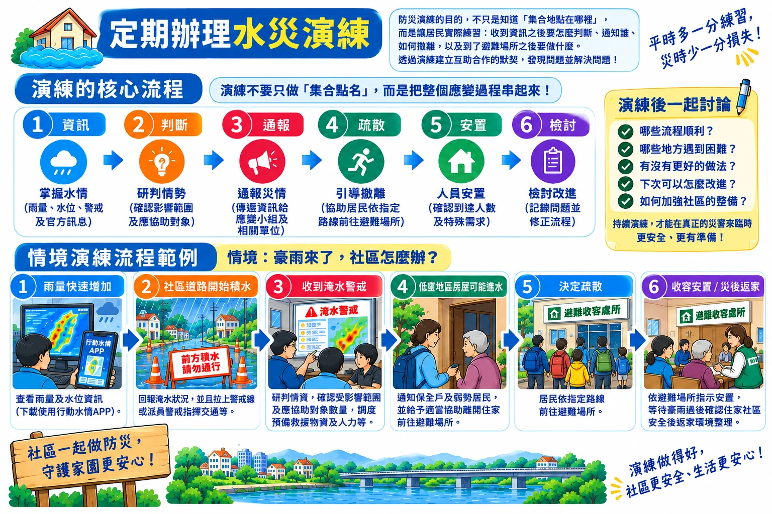 水災演練的六步驟核心流程與豪雨情境演練範例